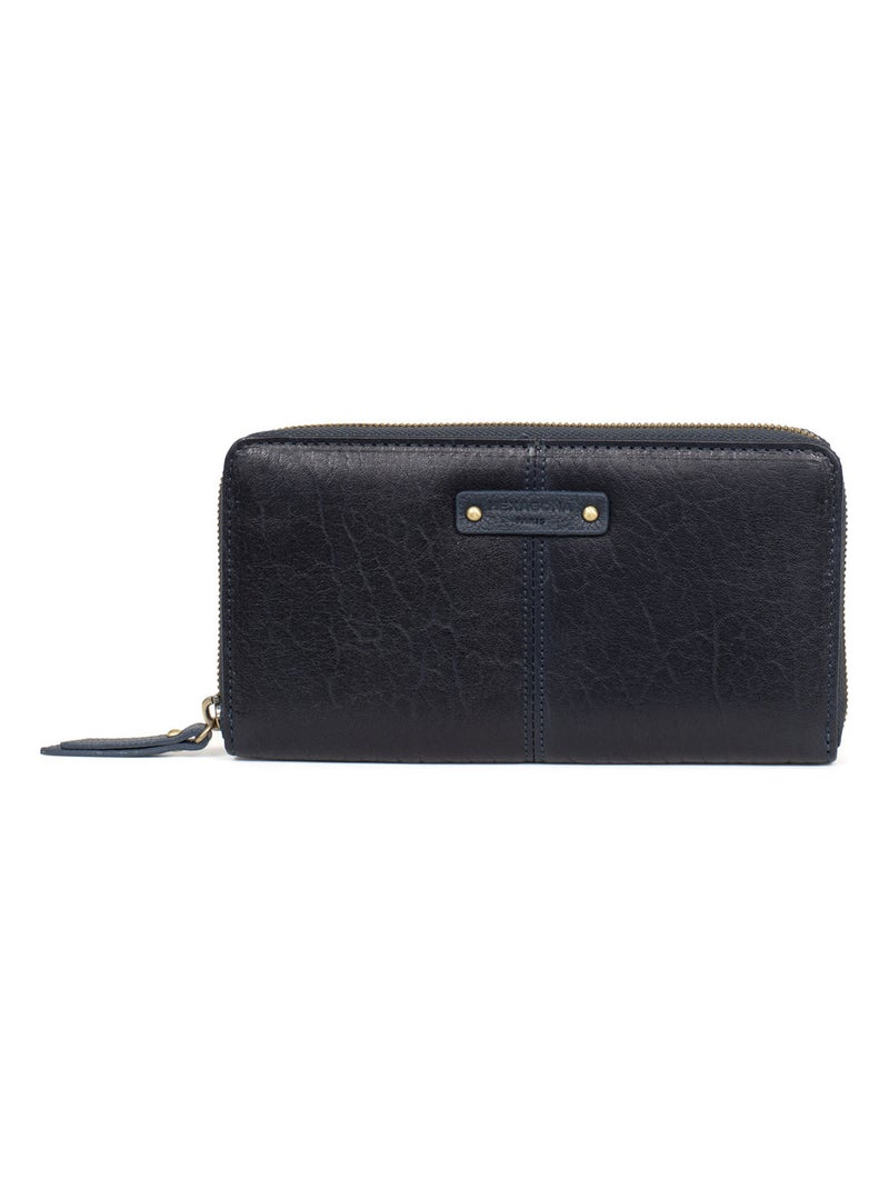 Portefeuille long  Stop RFID  Cuir AMBROISE Bleu marine - Kiabi
