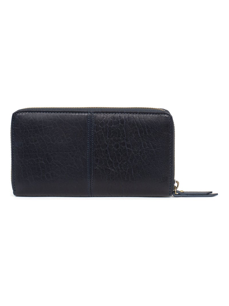 Portefeuille long  Stop RFID  Cuir AMBROISE Bleu marine - Kiabi