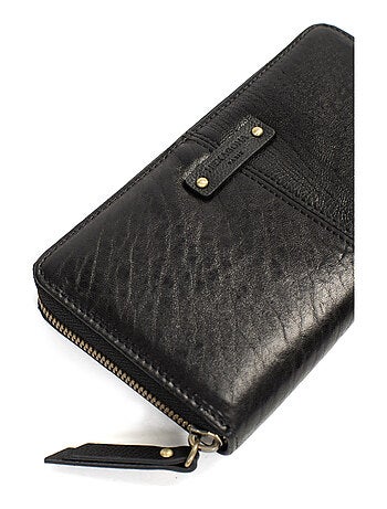 Portefeuille long stop rfid cuir ambroise hexagona