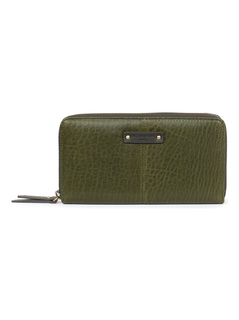 Portefeuille long  Stop RFID  Cuir AMBROISE Kaki - Kiabi