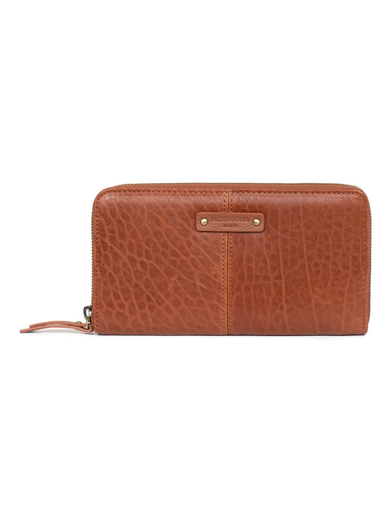 Portefeuille long  Stop RFID  Cuir AMBROISE Marron foncé - Kiabi