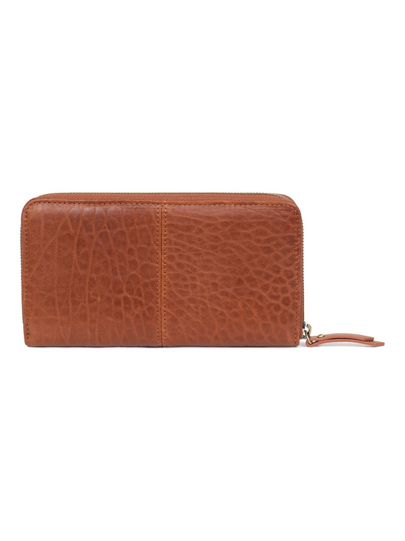 Portefeuille long  Stop RFID  Cuir AMBROISE Marron foncé - Kiabi