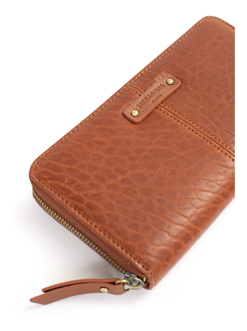 Portefeuille long  Stop RFID  Cuir AMBROISE Marron foncé - Kiabi