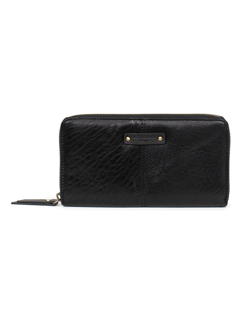 Portefeuille long  Stop RFID  Cuir AMBROISE Noir - Kiabi