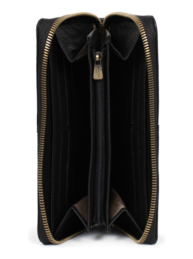 Portefeuille long  Stop RFID  Cuir AMBROISE Noir - Kiabi