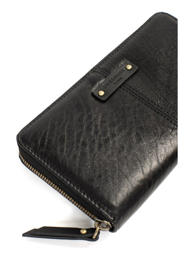 Portefeuille long  Stop RFID  Cuir AMBROISE Noir - Kiabi