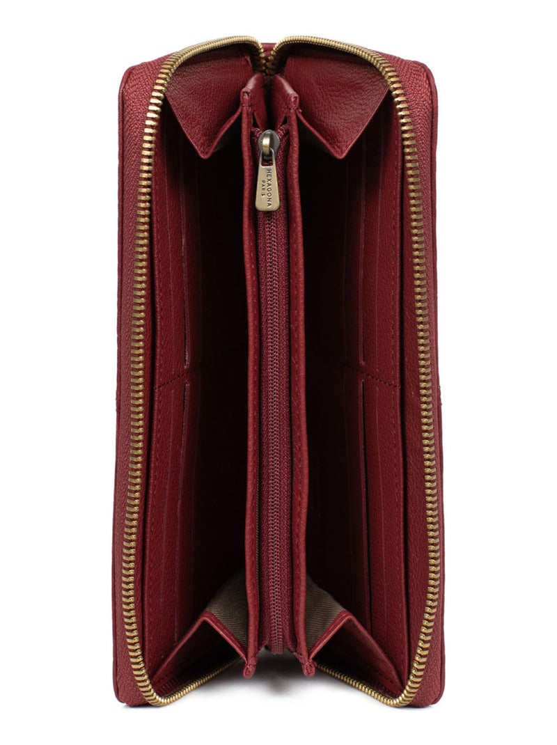 Portefeuille long  Stop RFID  Cuir AMBROISE Rouge carmin - Kiabi