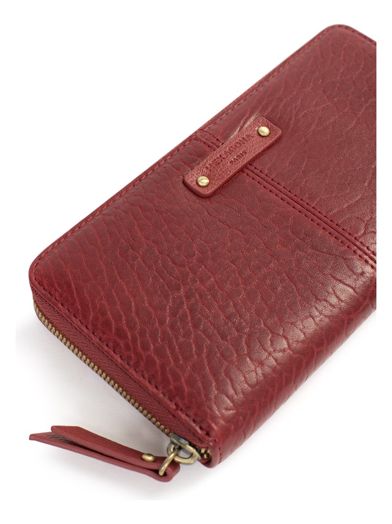 Portefeuille long  Stop RFID  Cuir AMBROISE Rouge carmin - Kiabi