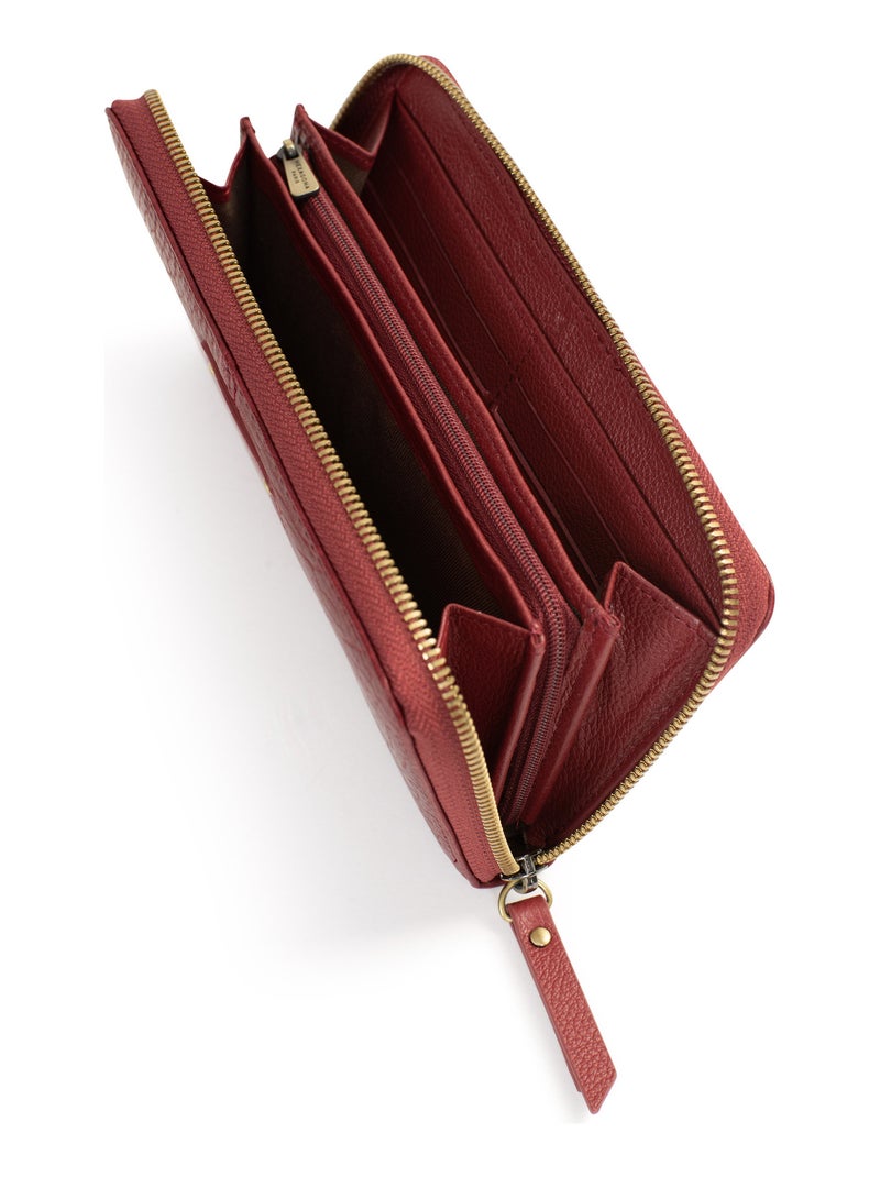 Portefeuille long  Stop RFID  Cuir AMBROISE Rouge carmin - Kiabi