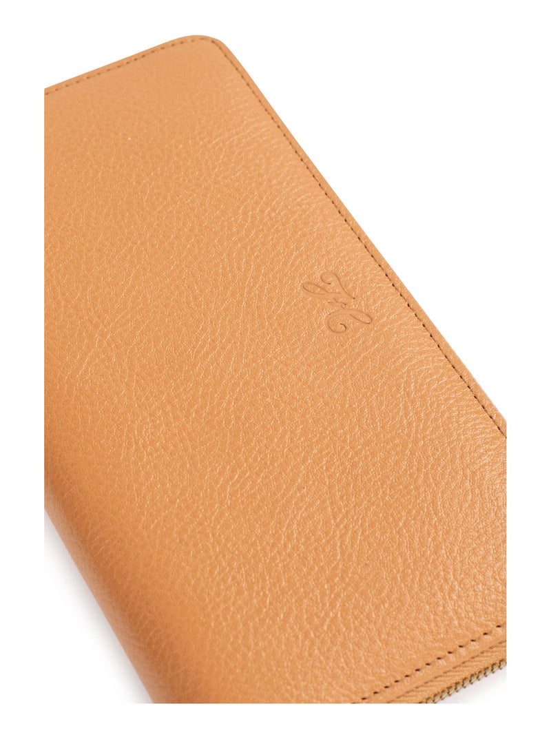 Portefeuille long  Stop RFID  Cuir BASTILLE Marron clair - Kiabi