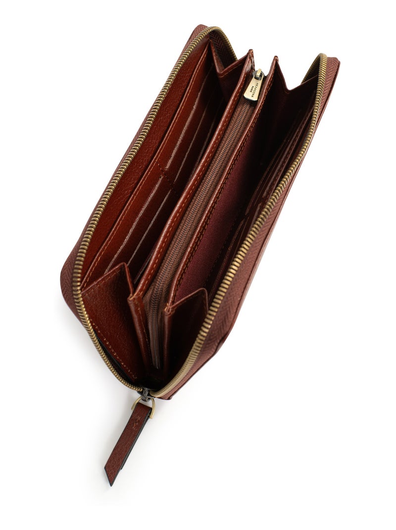 Portefeuille long  Stop RFID  Cuir BASTILLE Marron - Kiabi