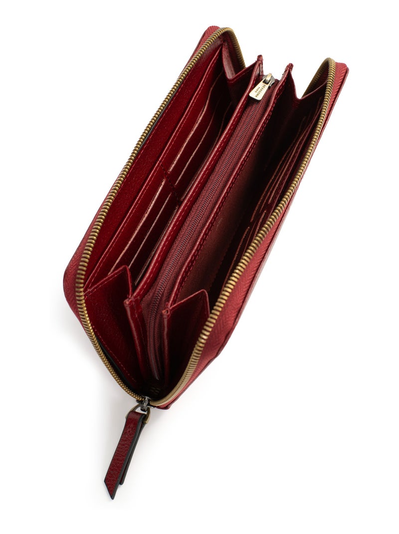 Portefeuille long  Stop RFID  Cuir BASTILLE Rouge carmin - Kiabi