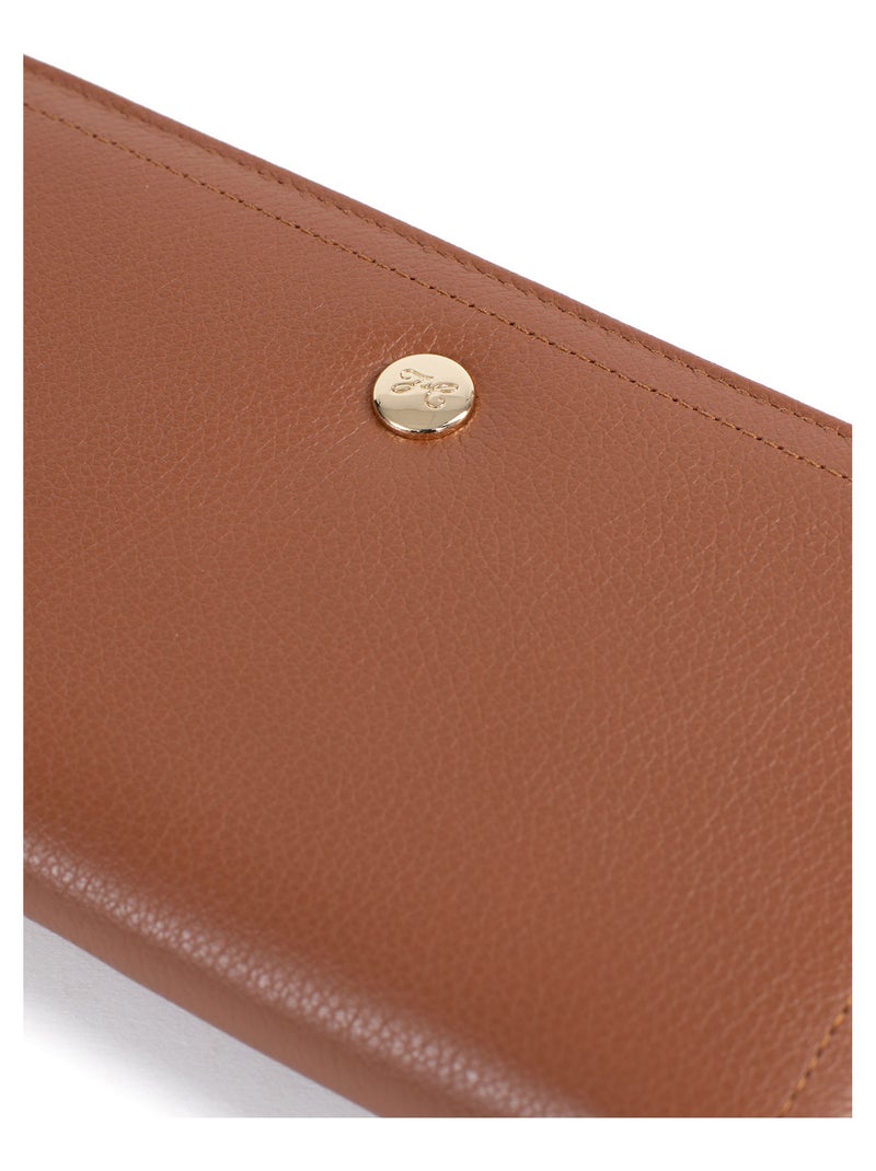 Portefeuille long  Stop RFID  Cuir LUNA Marron caramel - Kiabi