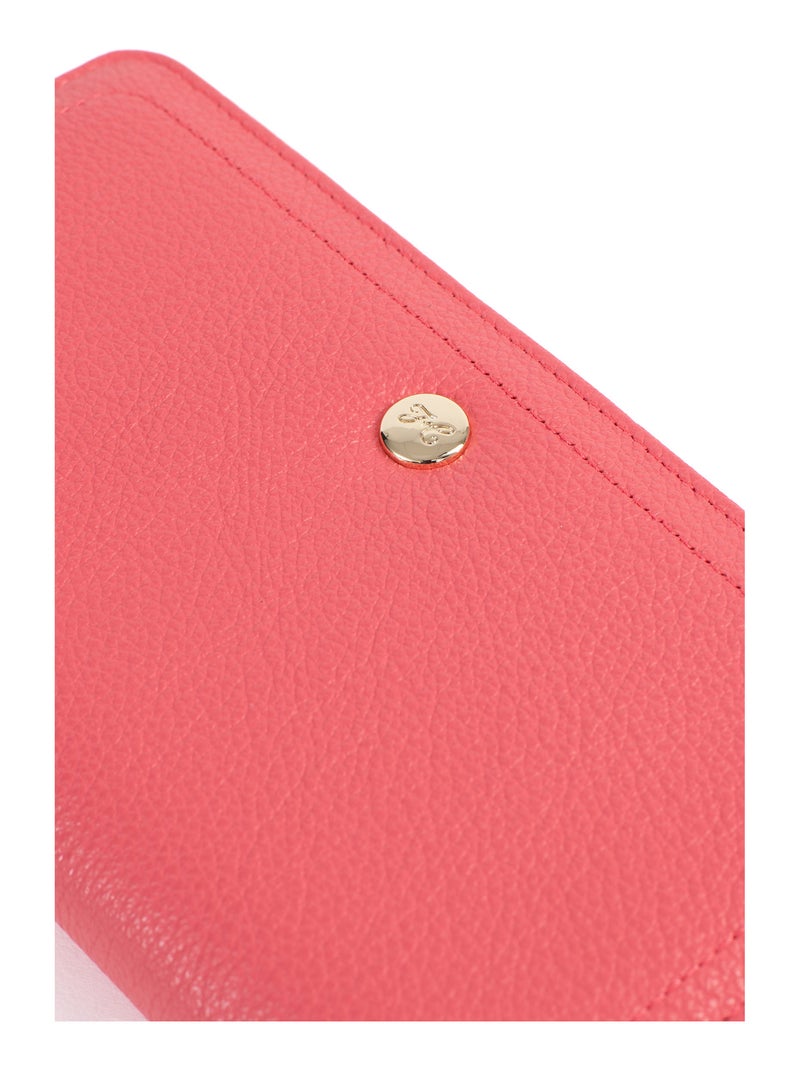 Portefeuille long  Stop RFID  Cuir LUNA Orange corail - Kiabi