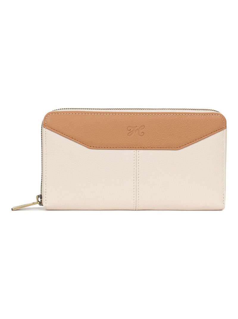 Portefeuille long  Stop RFID  Cuir PARISIENNE Ivoire - Kiabi