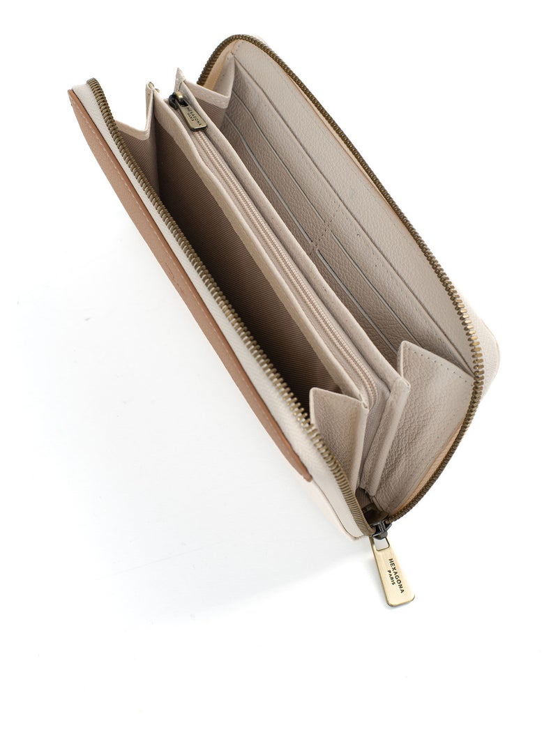 Portefeuille long  Stop RFID  Cuir PARISIENNE Ivoire - Kiabi