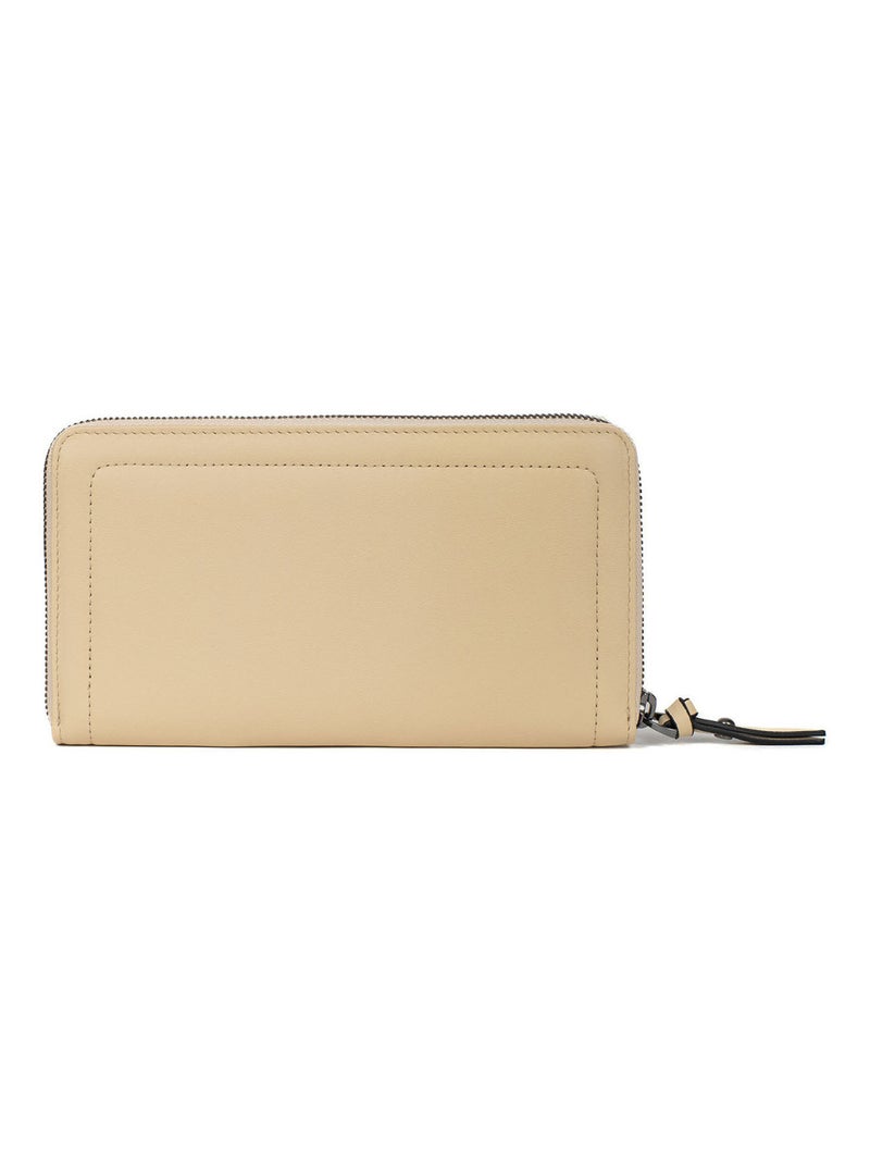 Portefeuille long  Stop RFID  Cuir SAUVAGE Beige sable - Kiabi