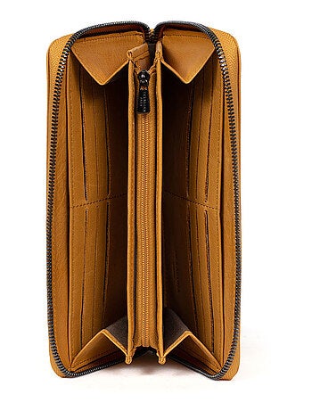 Portefeuille long stop rfid cuir sauvage hexagona