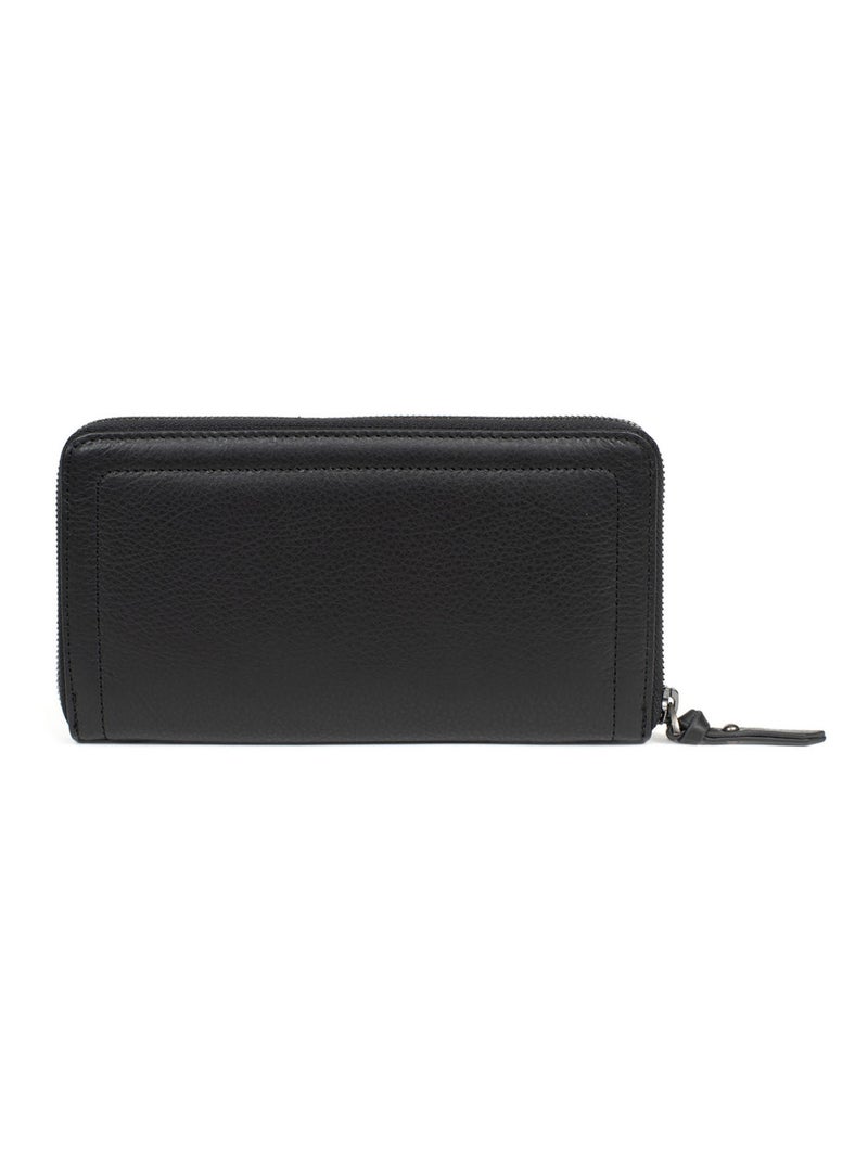 Portefeuille long  Stop RFID  Cuir SAUVAGE Noir - Kiabi