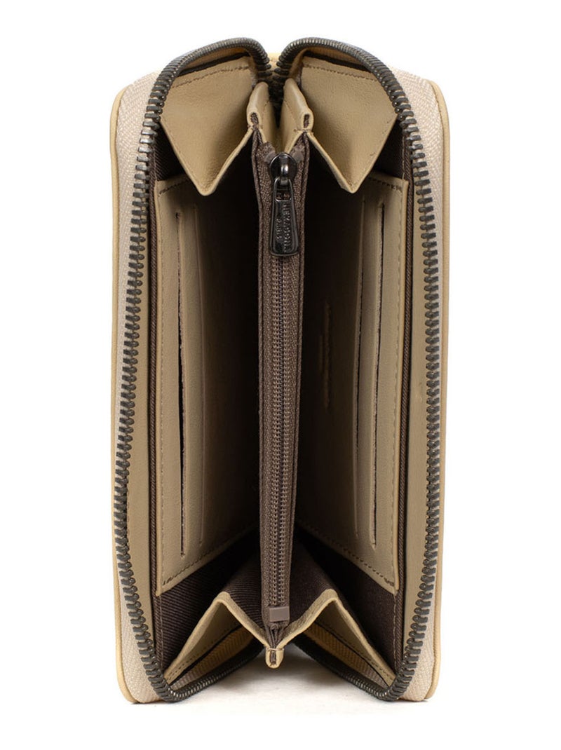 Portefeuille  Stop RFID  Cuir SAUVAGE Beige sable - Kiabi