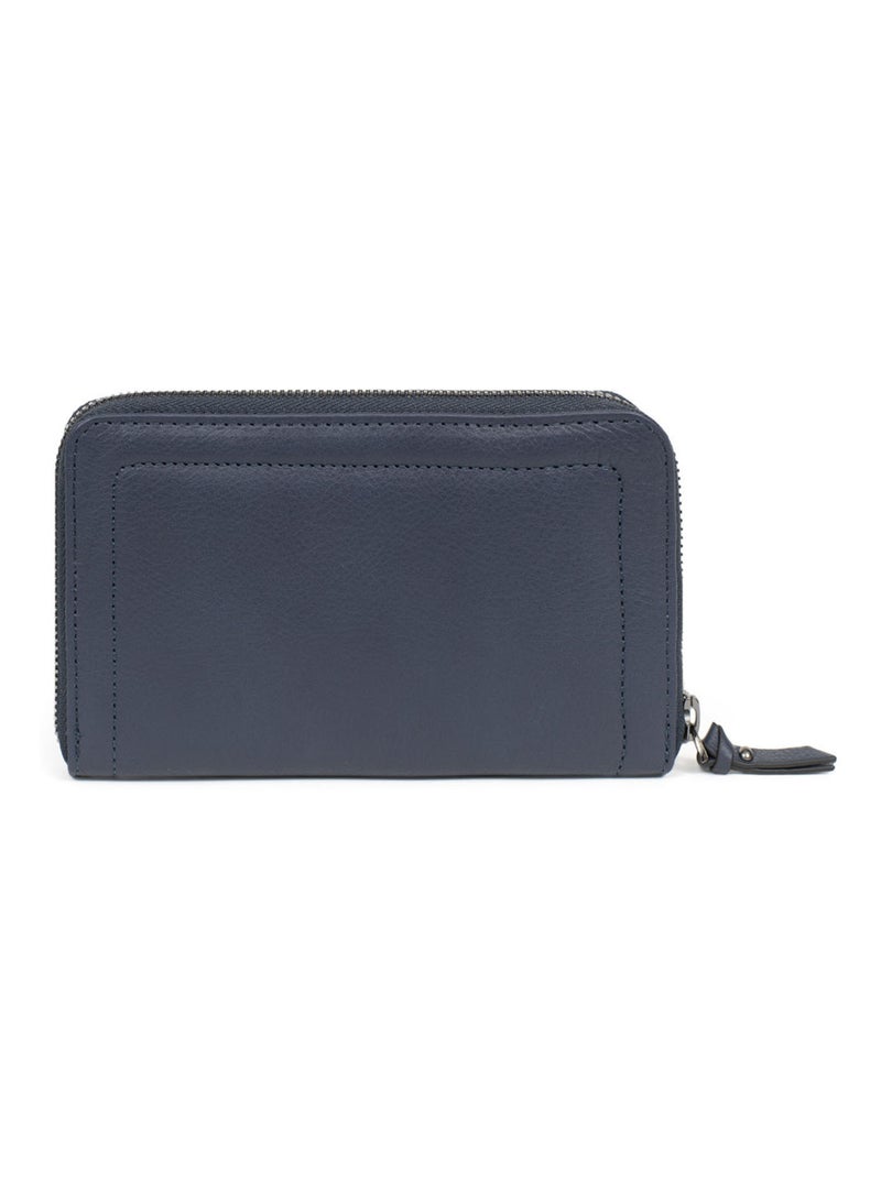 Portefeuille  Stop RFID  Cuir SAUVAGE Bleu nuit - Kiabi