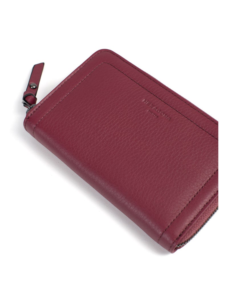 Portefeuille  Stop RFID  Cuir SAUVAGE Bordeaux - Kiabi