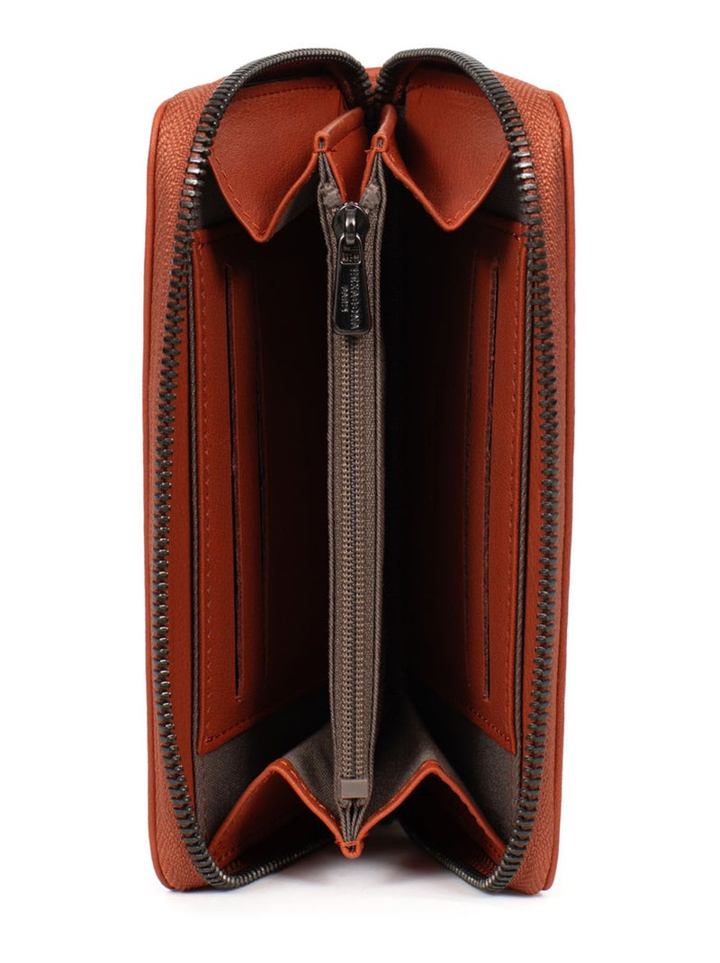 Portefeuille  Stop RFID  Cuir SAUVAGE Orange - Kiabi