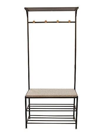 Portemanteau avec banc 4 accroches - Noir