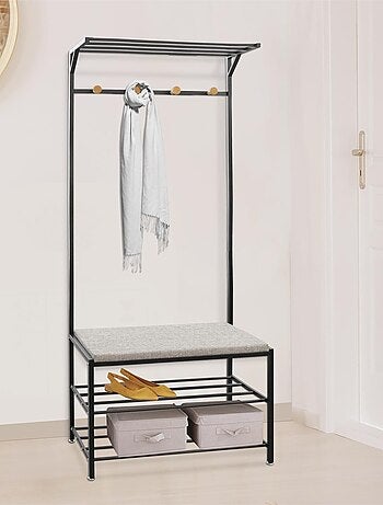 Portemanteau avec banc 4 accroches - Noir