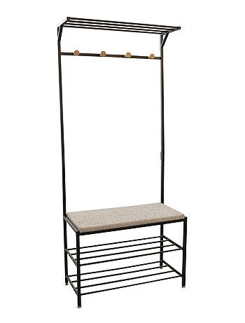 Portemanteau avec banc 4 accroches - Noir