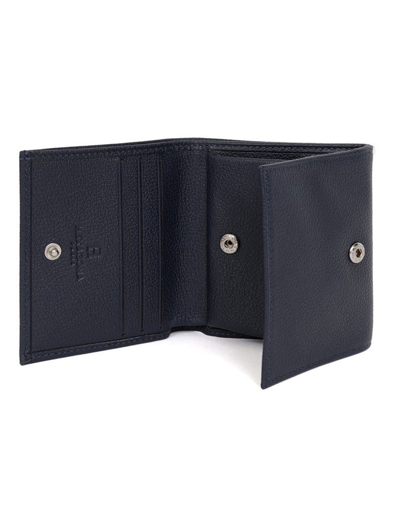Portemonnaie  1 volet  Cuir CONFORT Bleu marine - Kiabi