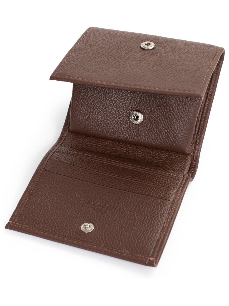 Portemonnaie  1 volet  Cuir CONFORT Marron chocolat - Kiabi
