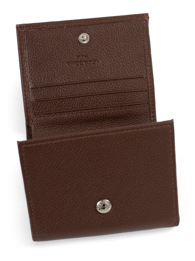 Portemonnaie  1 volet  Cuir CONFORT Marron chocolat - Kiabi