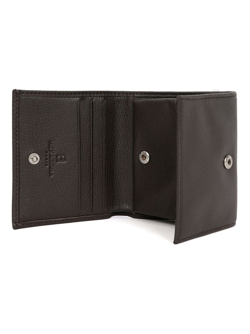 Portemonnaie  1 volet  Cuir CONFORT Marron foncé - Kiabi