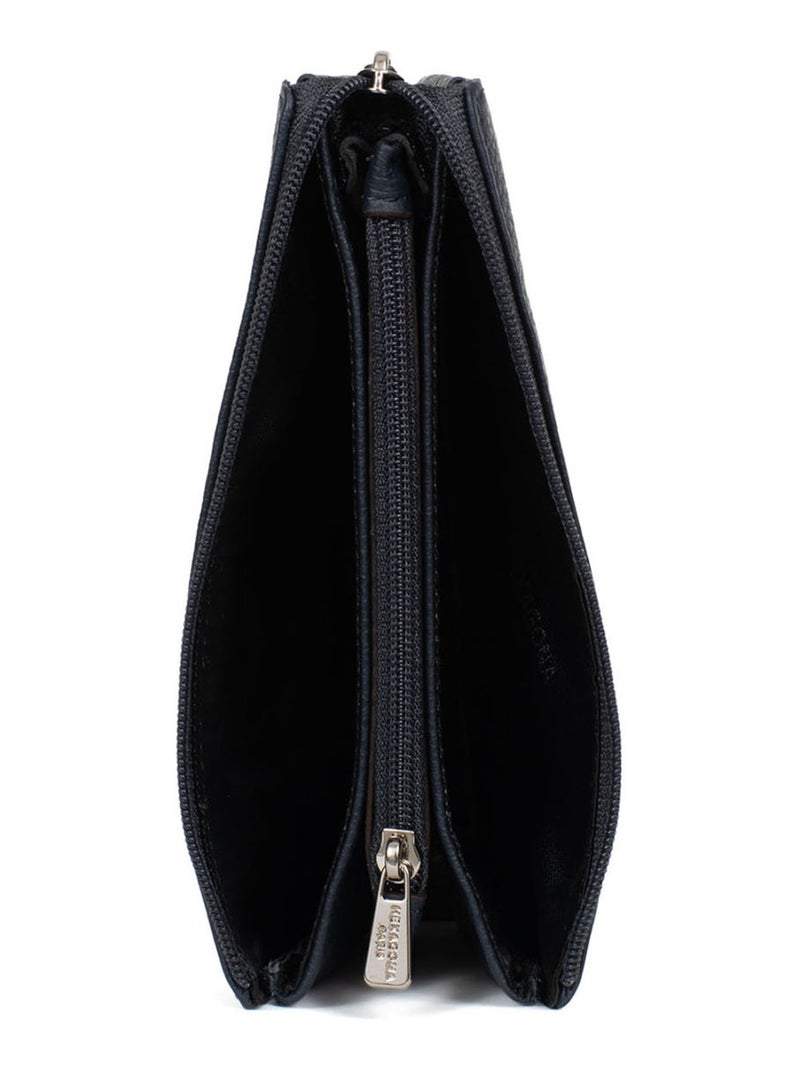 Portemonnaie  Cuir CONFORT Bleu marine - Kiabi