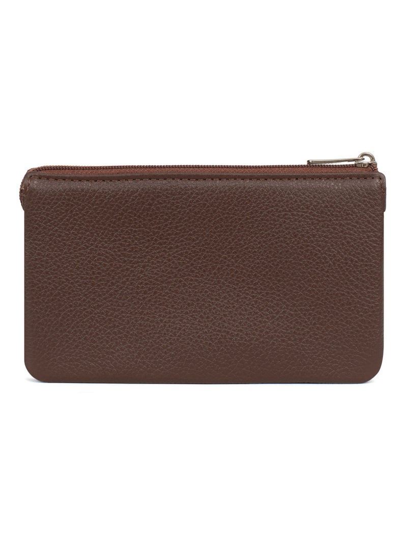 Portemonnaie  Cuir CONFORT Marron chocolat - Kiabi