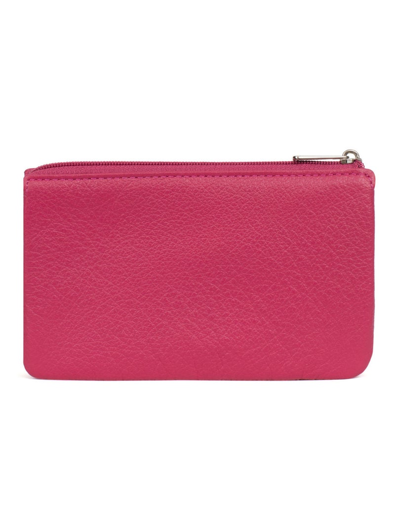 Portemonnaie  Cuir CONFORT Rose fushia - Kiabi