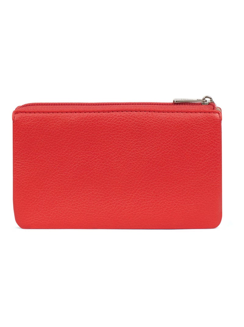 Portemonnaie  Cuir CONFORT Rouge tomate - Kiabi
