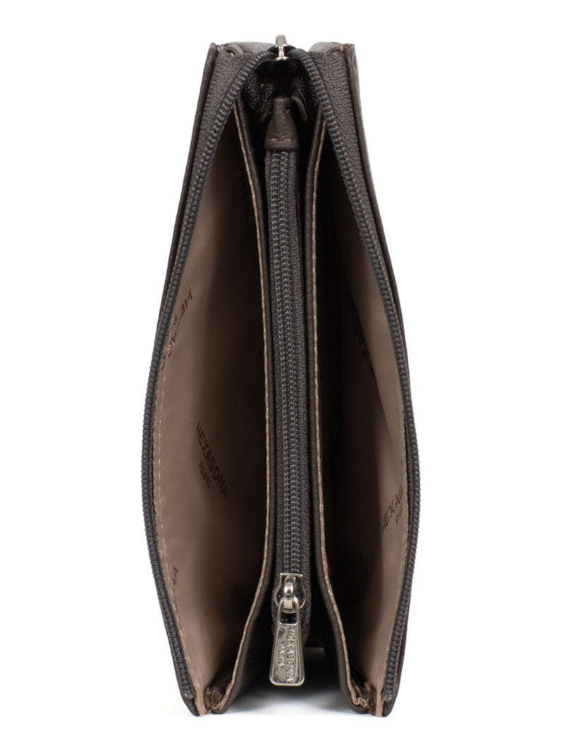 Portemonnaie  Cuir CONFORT Taupe - Kiabi