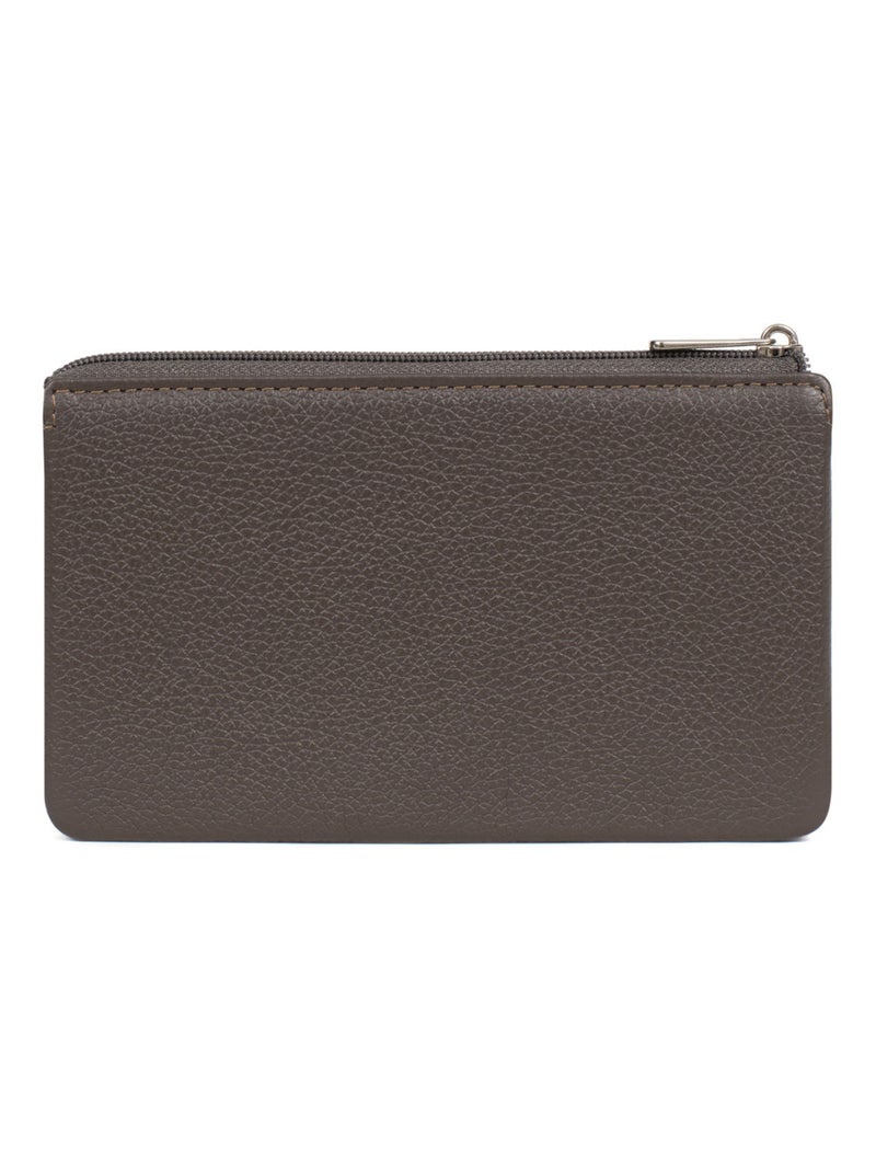 Portemonnaie  Cuir CONFORT Taupe - Kiabi