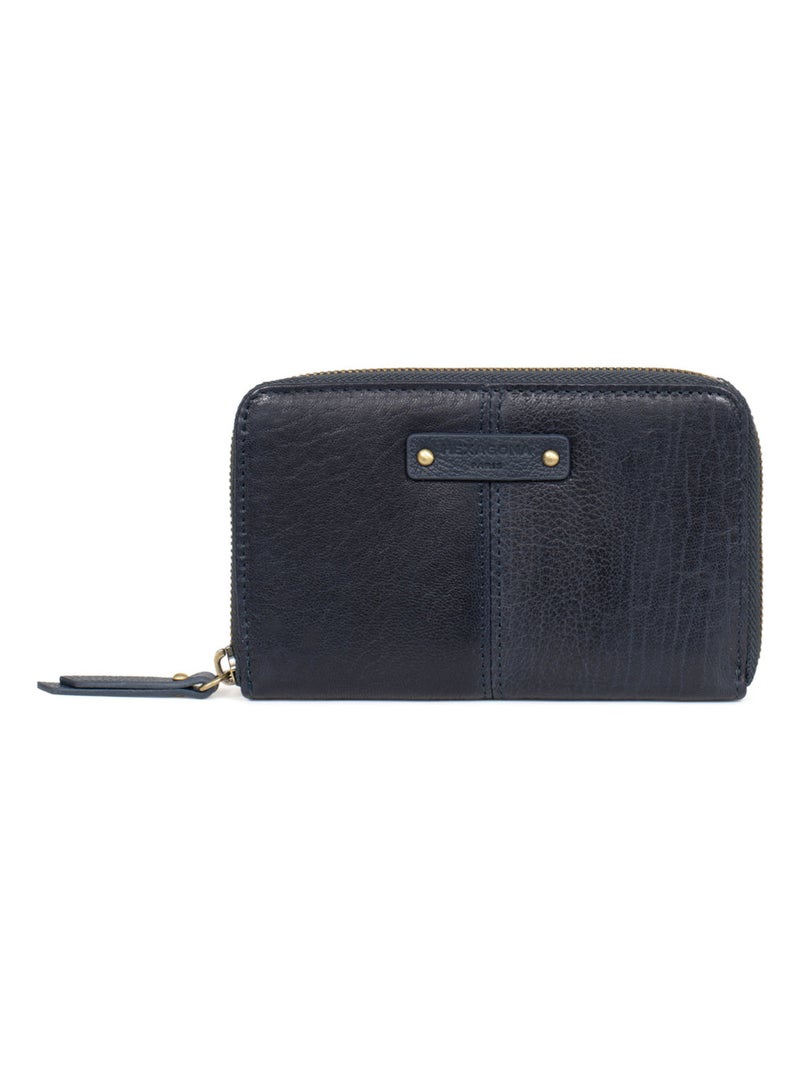 Portemonnaie  Stop RFID  Cuir AMBROISE Bleu marine - Kiabi