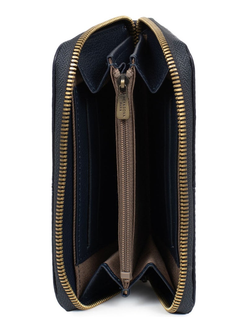 Portemonnaie  Stop RFID  Cuir AMBROISE Bleu marine - Kiabi