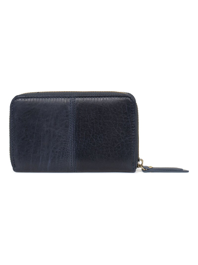 Portemonnaie  Stop RFID  Cuir AMBROISE Bleu marine - Kiabi