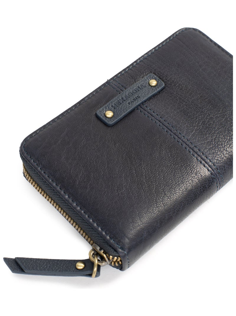 Portemonnaie  Stop RFID  Cuir AMBROISE Bleu marine - Kiabi