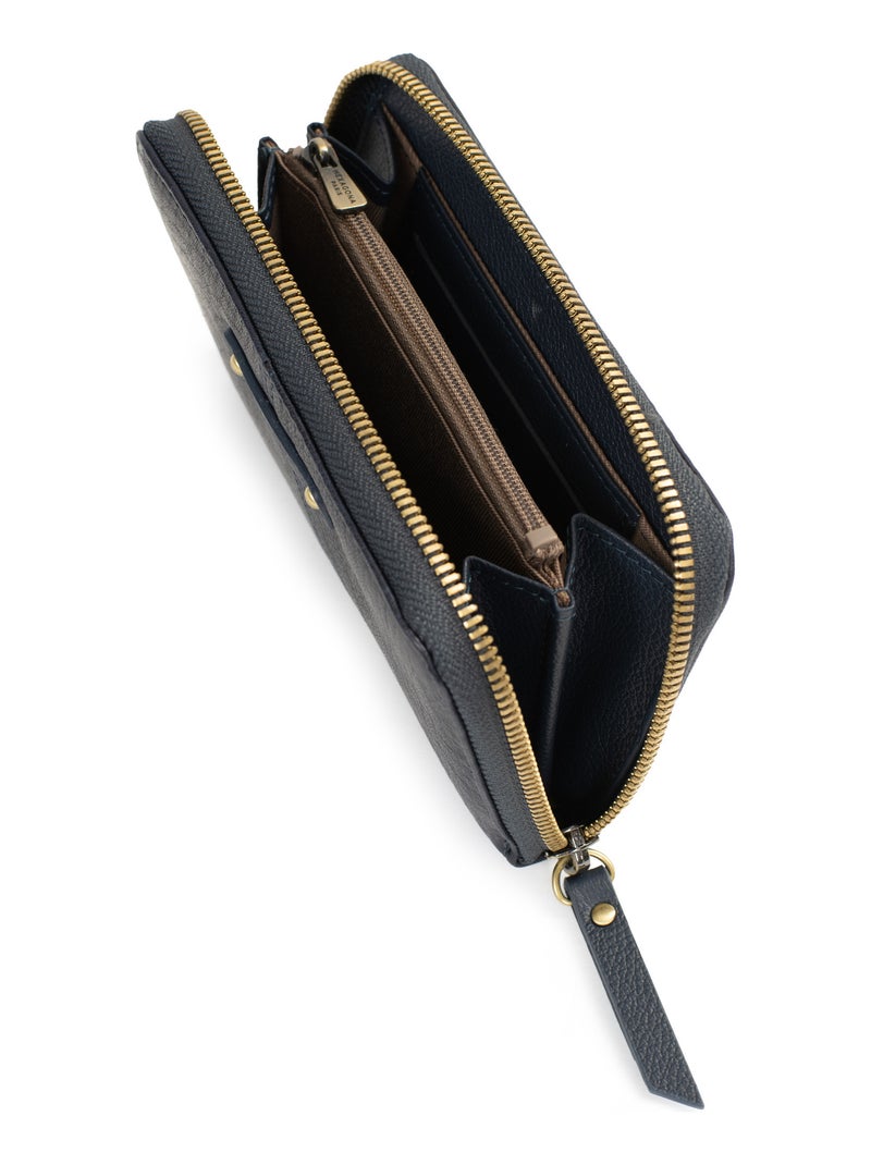 Portemonnaie  Stop RFID  Cuir AMBROISE Bleu marine - Kiabi