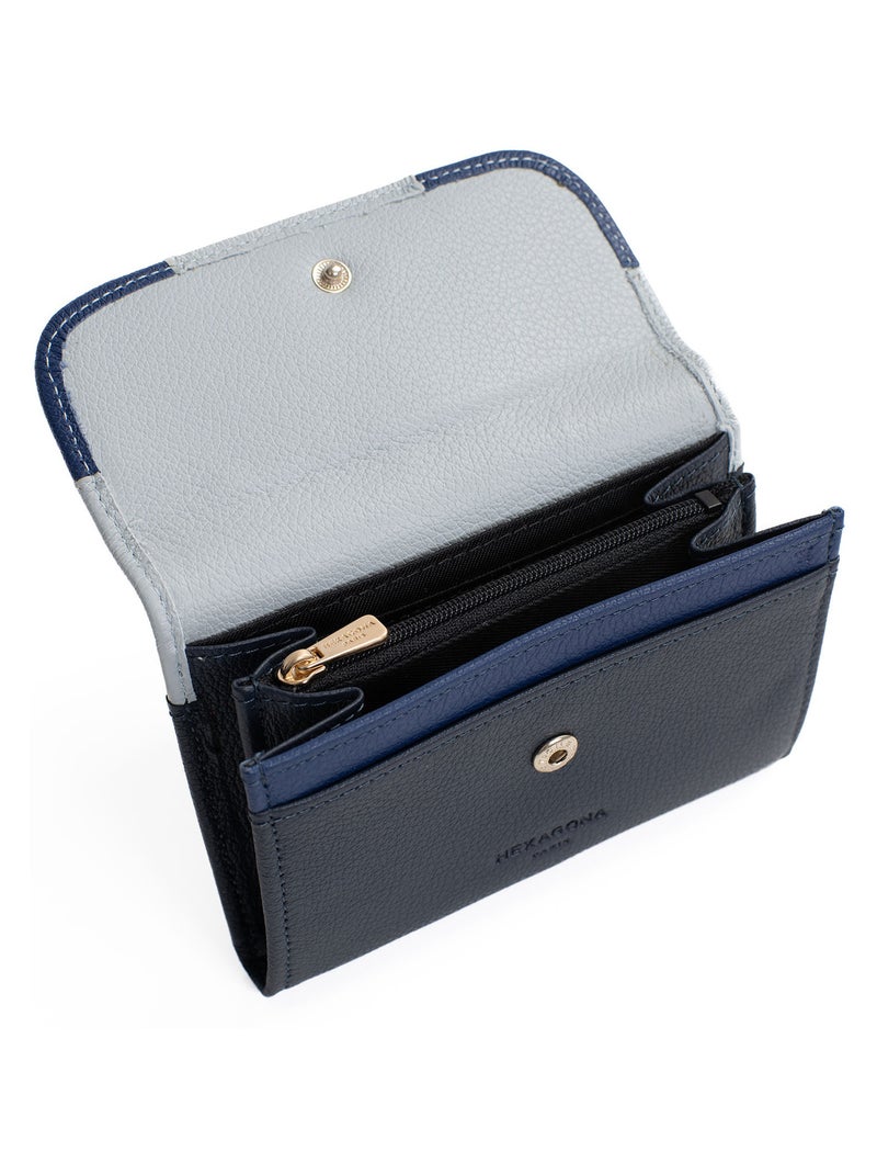 Portemonnaie  Stop RFID  Cuir BAHIA Bleu Multicolore - Kiabi