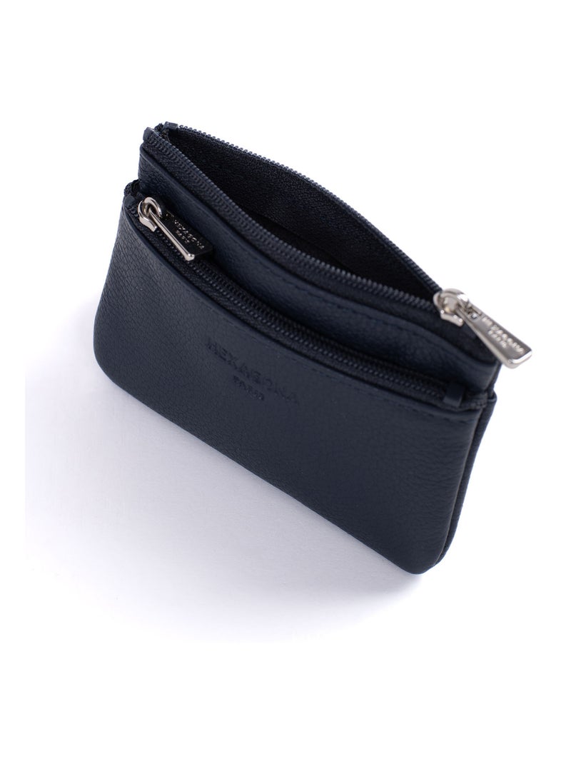 Portemonnaie  Stop RFID  Cuir CONFORT Bleu marine - Kiabi