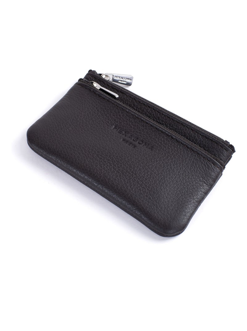 Portemonnaie  Stop RFID  Cuir CONFORT Marron foncé - Kiabi