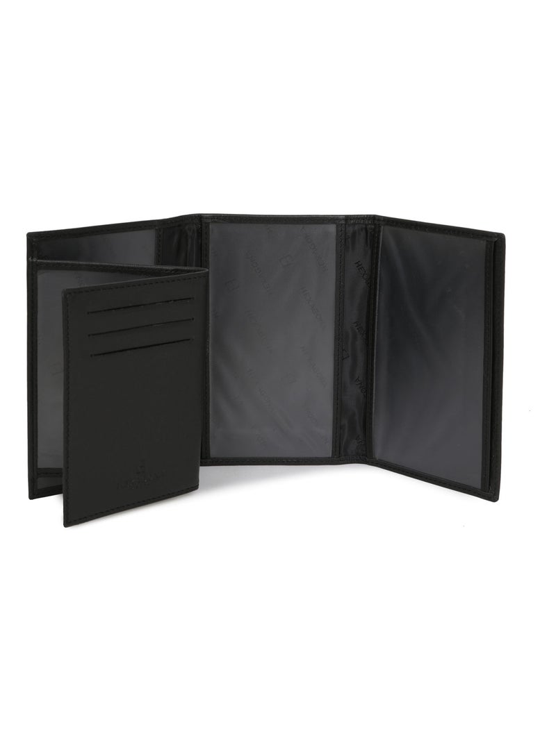 Portepapiers  3 volets  Cuir SOFT Noir - Kiabi