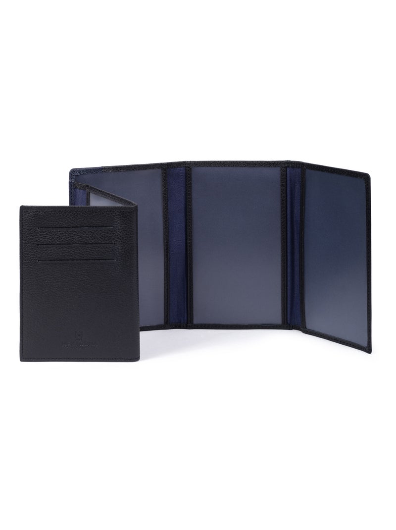 Portepapiers  3 volets  Stop RFID  Cuir DUO Noir Bleu - Kiabi